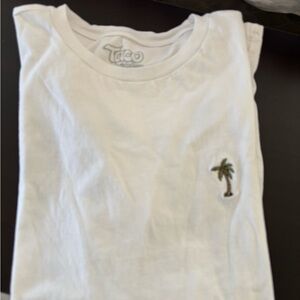 White Shirt with Palm Tree Embroidery